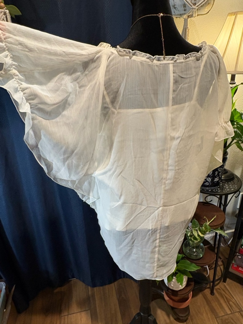 2-Piece Style & Co. Cream Crochet Yoke Flowy Tunic With Cami Large - Picture 8 of 16